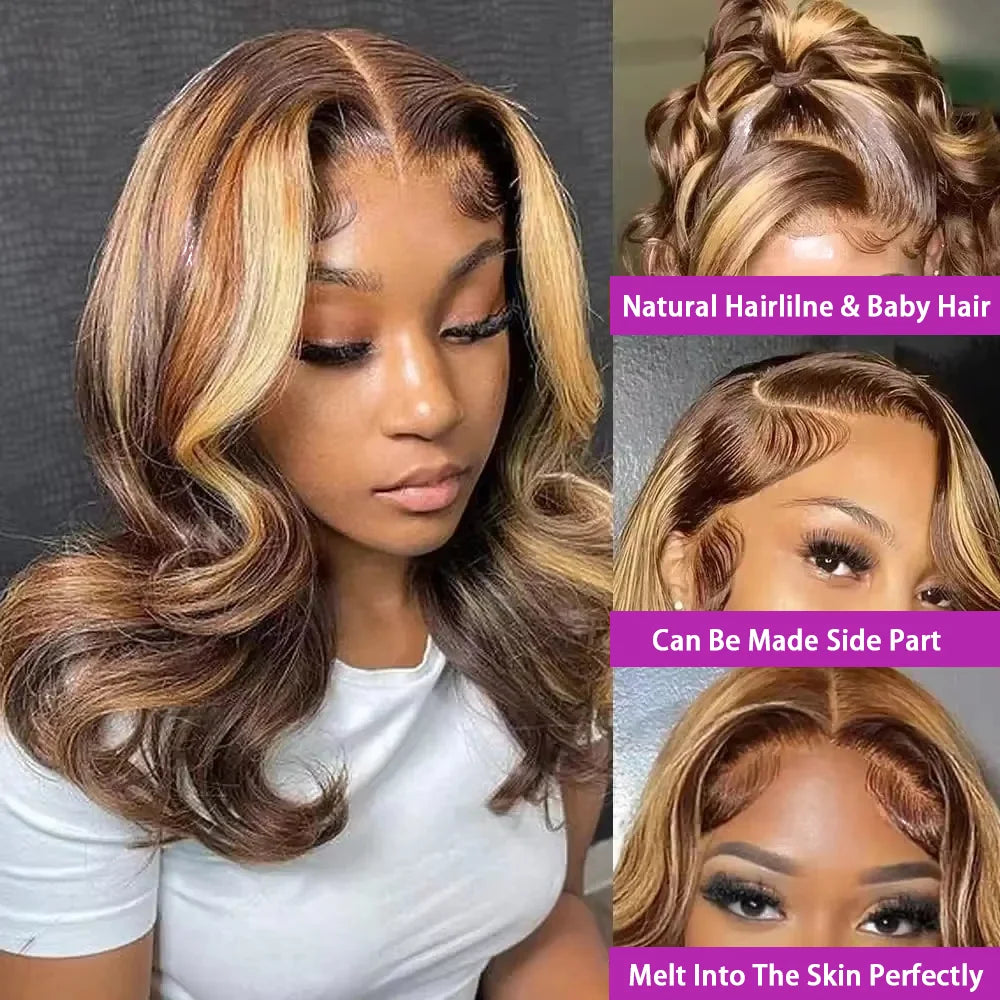 Blonde Highlight Body Wave Bob Unit