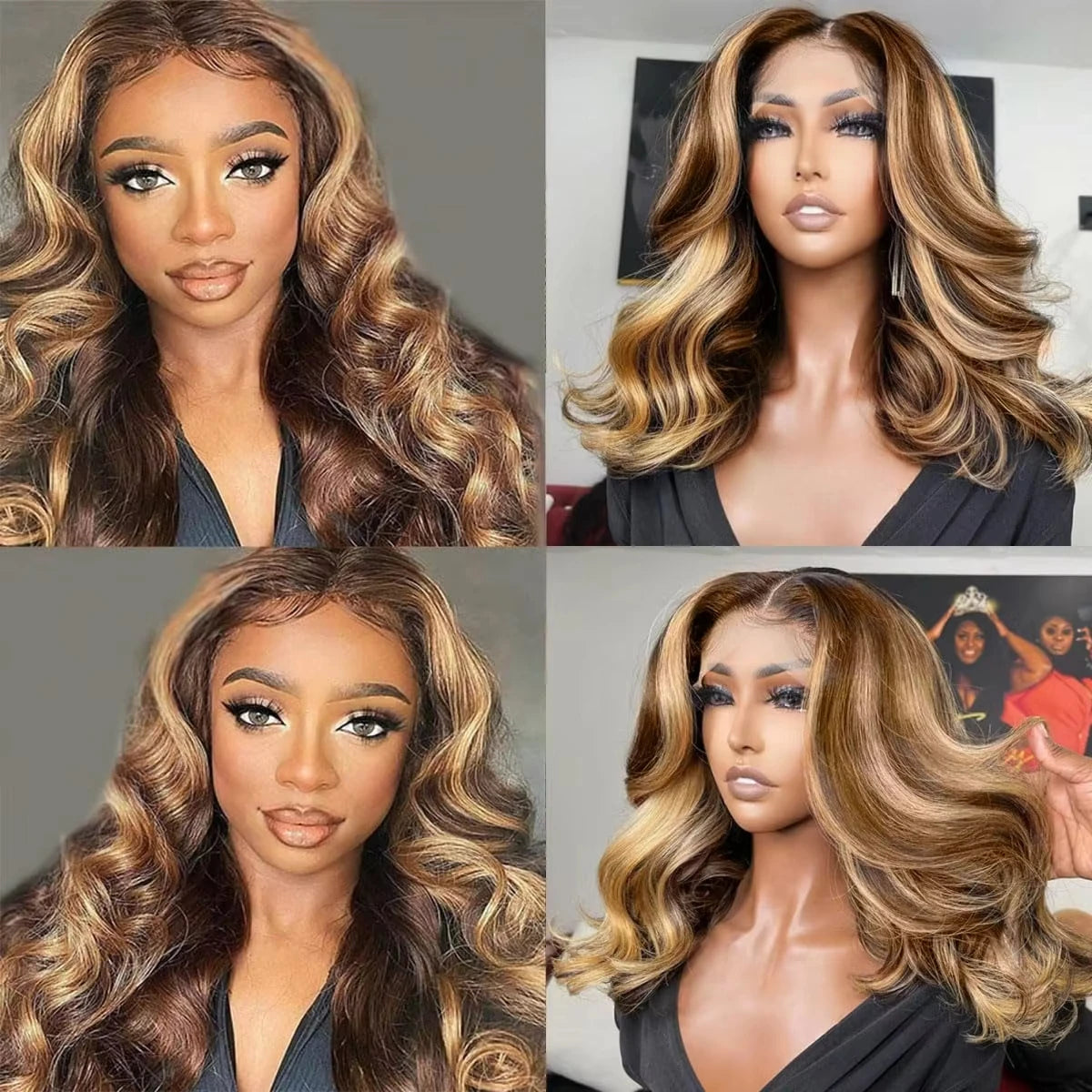 Blonde Highlight Body Wave Bob Unit