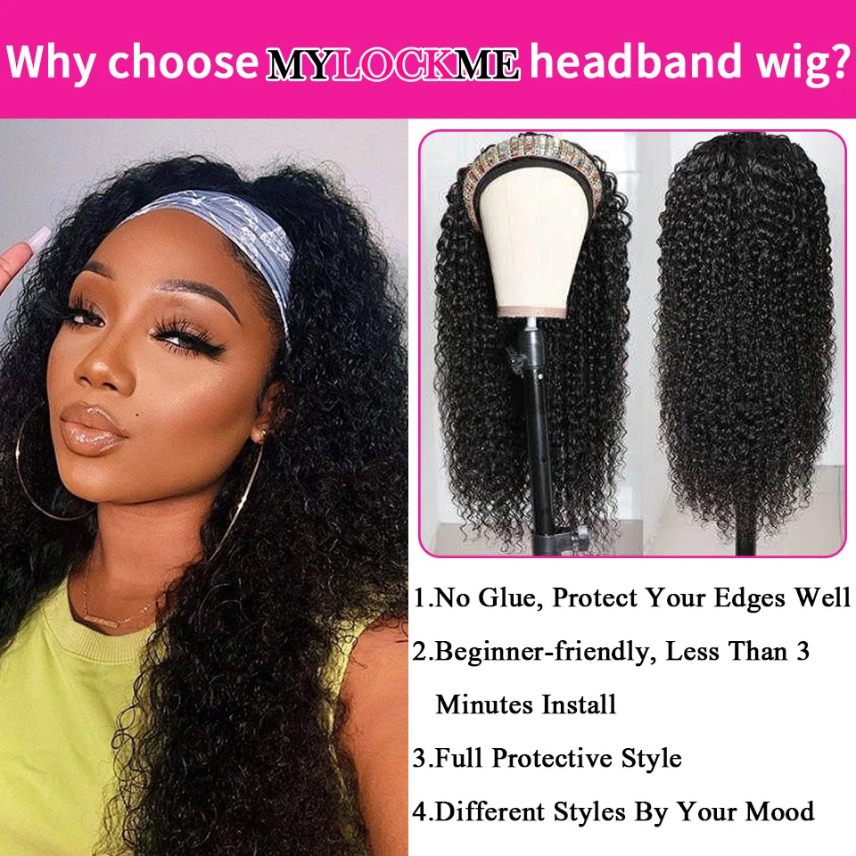 Kinky Curly Headband Wig