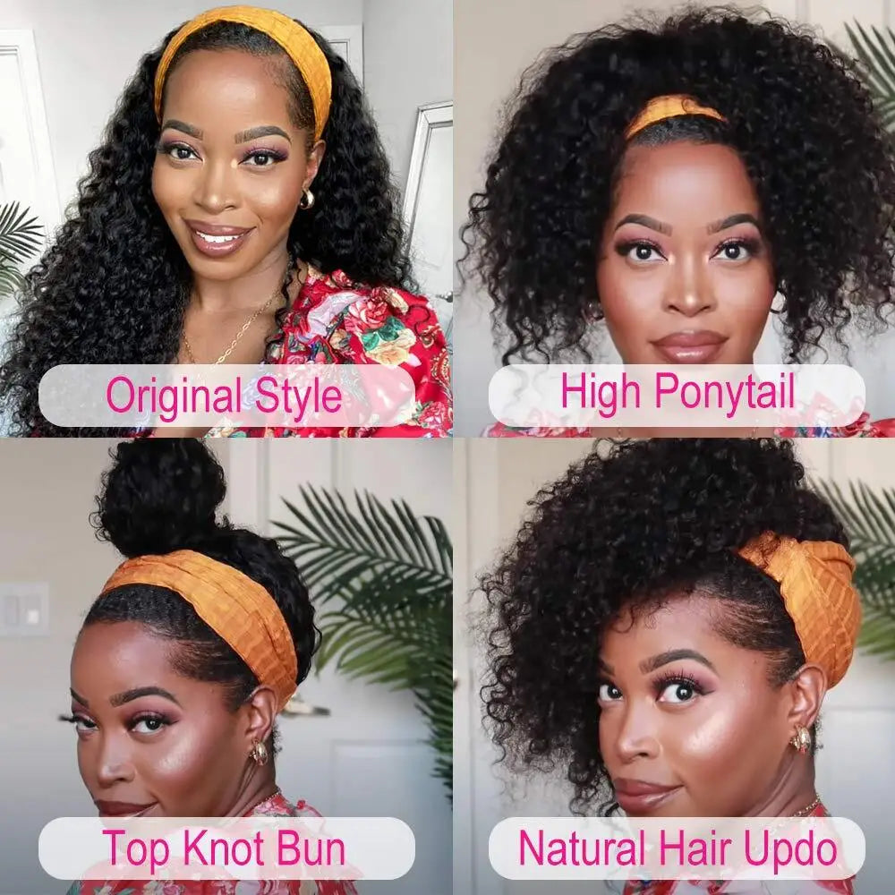 Kinky Curly Headband Wig