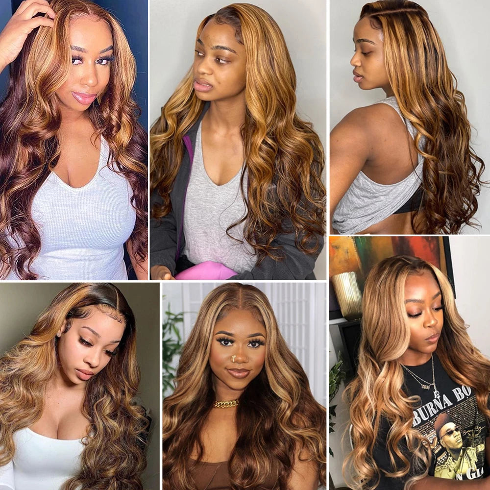 Honey Blonde Highlight Ombre Body Wave Unit