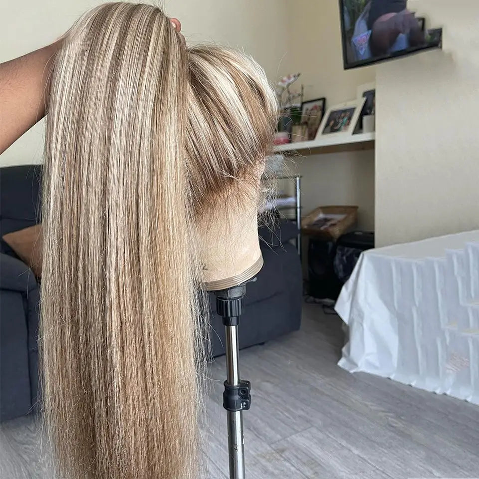 Ombre Dark Root Platinum Blonde Straight Unit