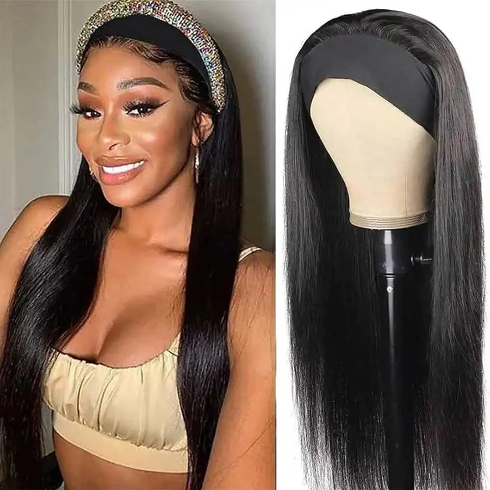 Natural Color 200% Density Headband Human Hair Unit