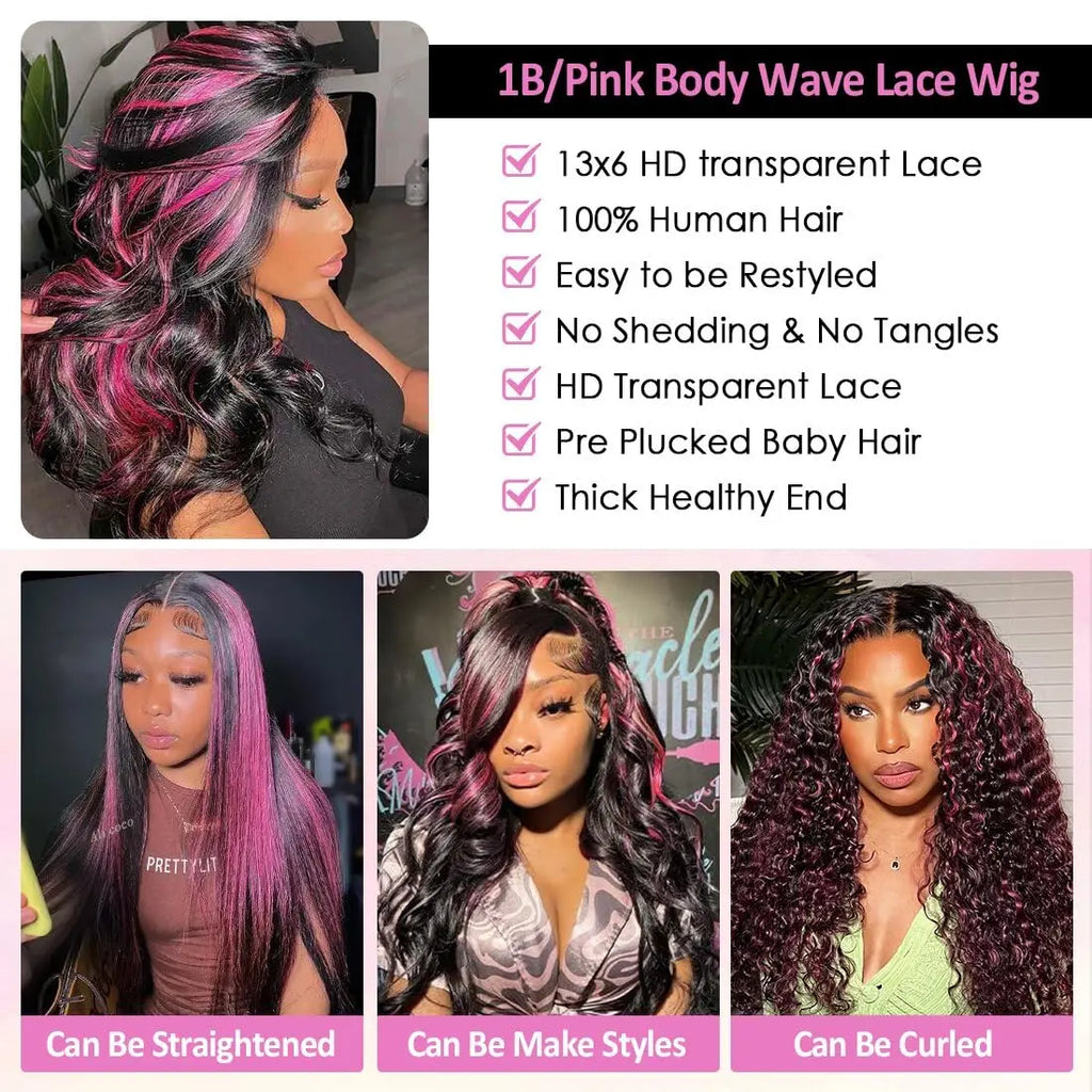 1B/Pink Ombre Pre Plucked Highlight Unit