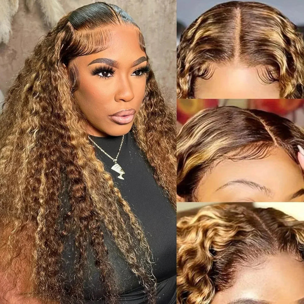 P4/27 (Brown) Blonde Highlight Ombre Water Wave Unit