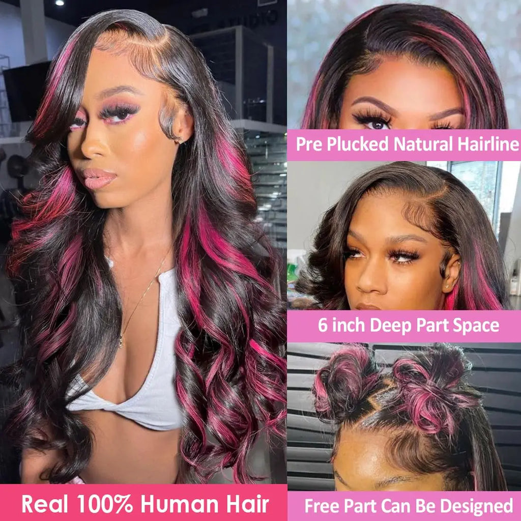 1B/Pink Ombre Pre Plucked Highlight Unit