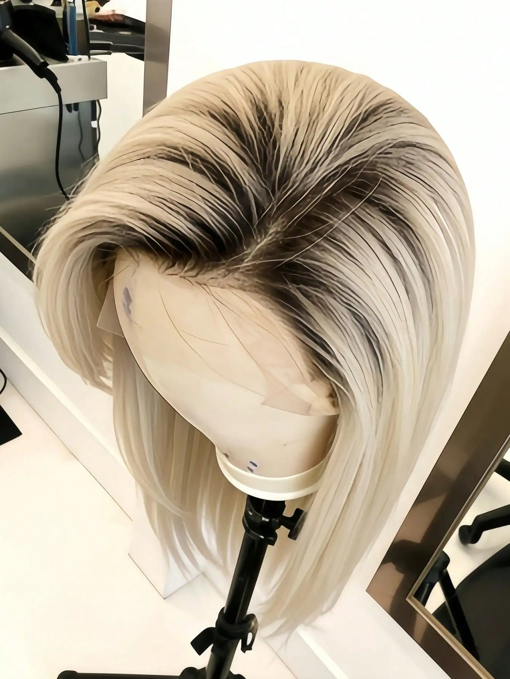 Ombre Brown Roots Ash Blonde Straight Unit