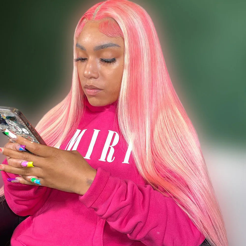 Pre-Plucked Highlight Pink & Blonde Straight Unit
