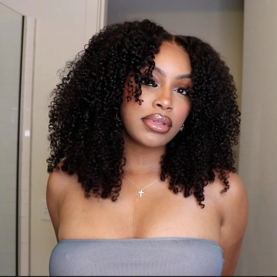 Natural Color Glueless Kinky Curly Unit