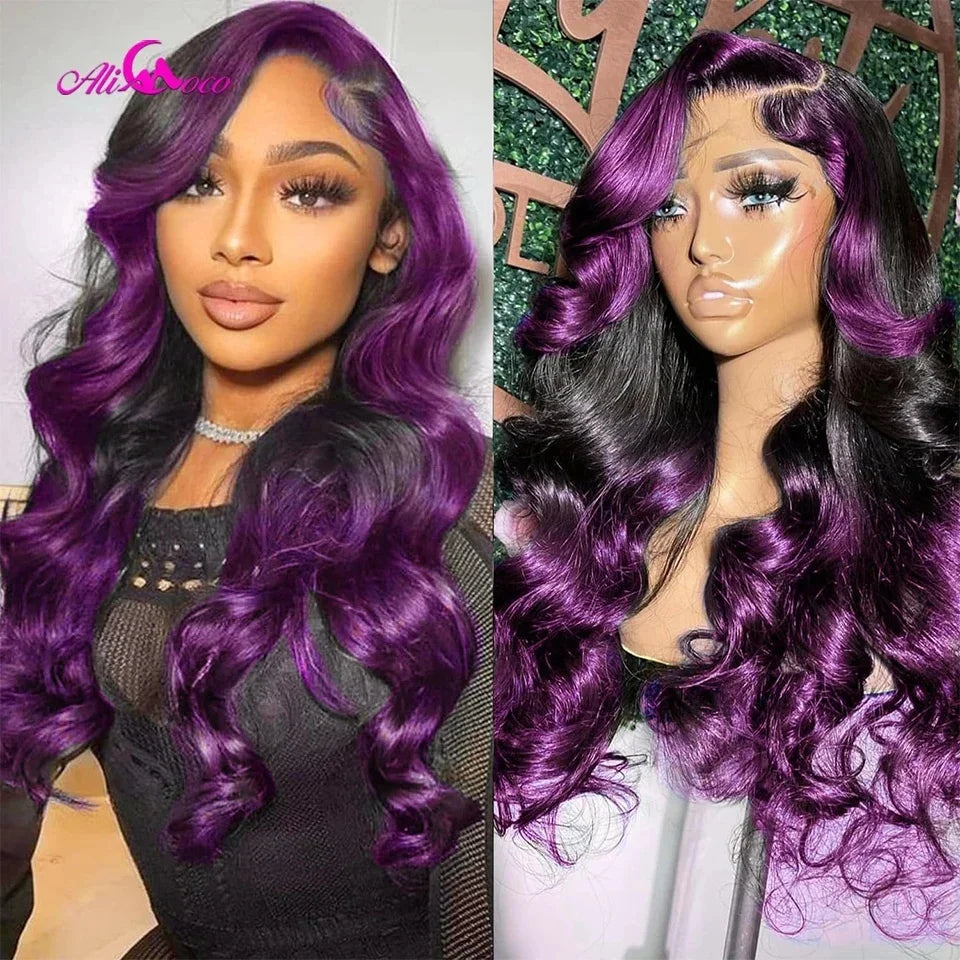 Natural Color Purple Highlight Body Wave Unit