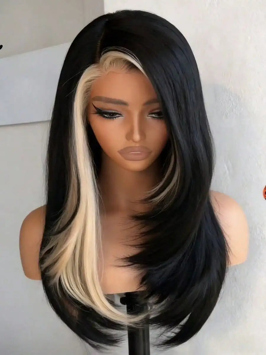 White Highlight Bone Straight Glueless Unit
