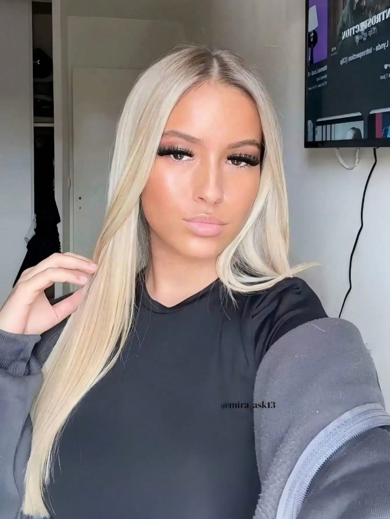 Ombre Brown Roots Ash Blonde Straight Unit