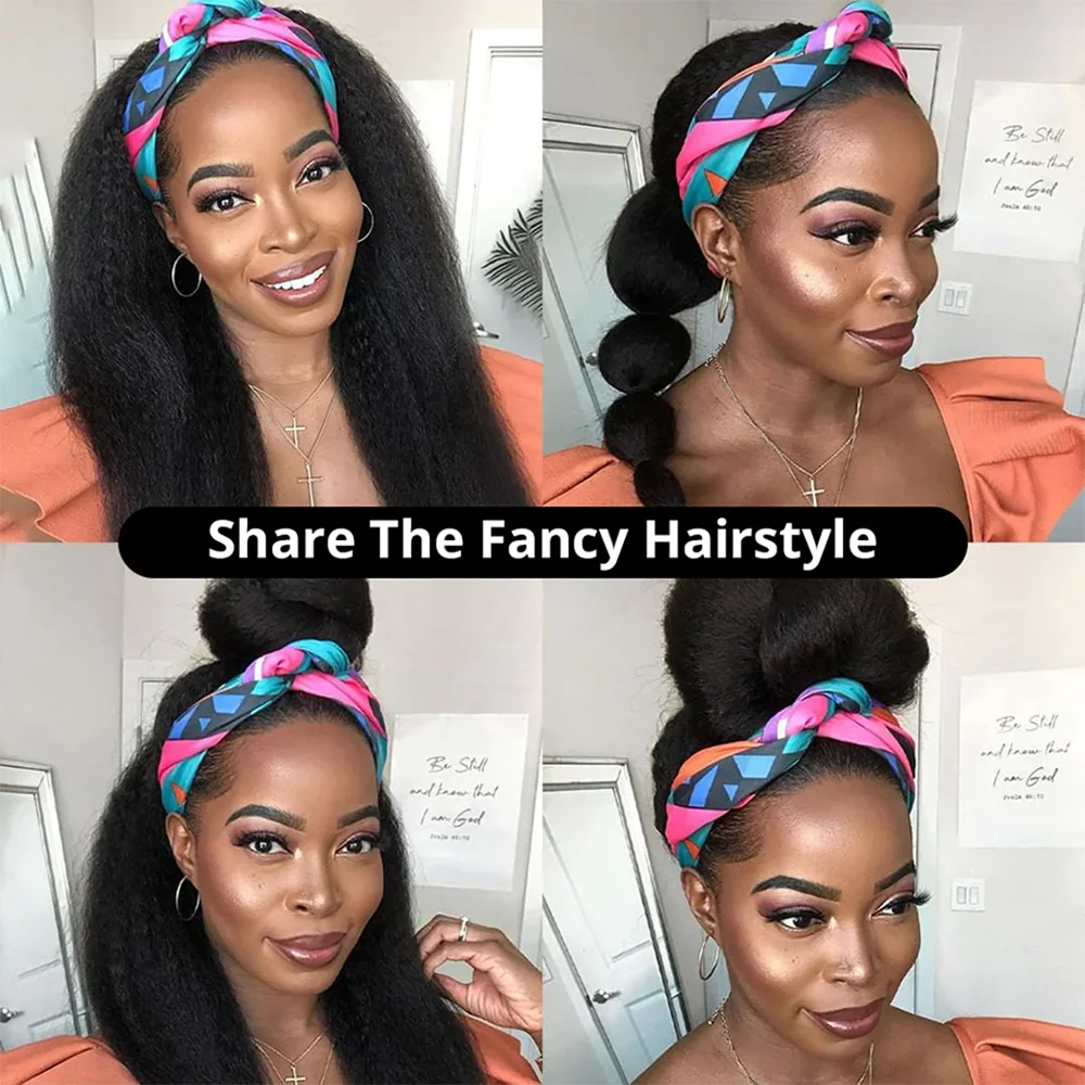Natural Color Kinky Straight Headband Unit