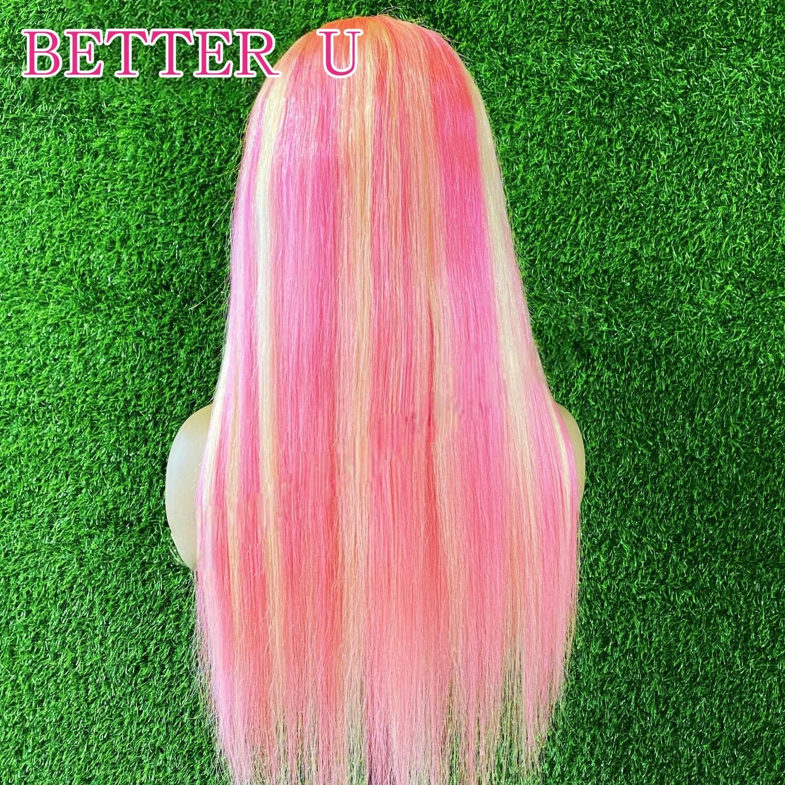 Pre-Plucked Highlight Pink & Blonde Straight Unit