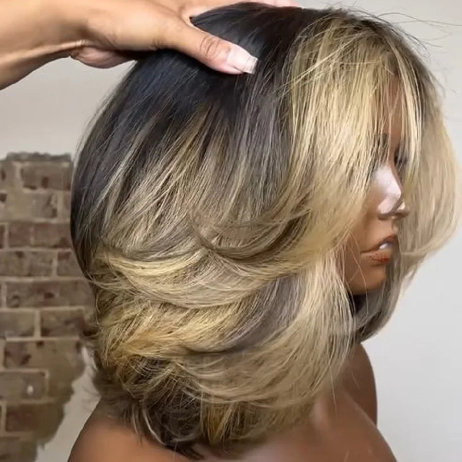 Brown/Blonde Highlighted Bob Unit