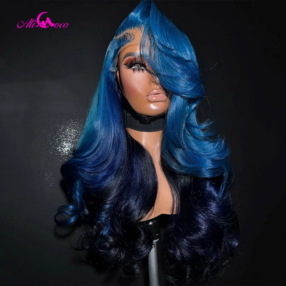 Ombre Dark Blue Body Wave Unit