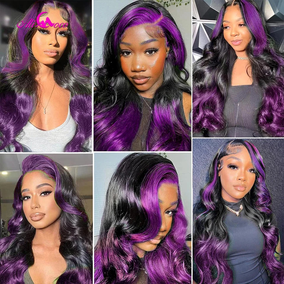 Natural Color Purple Highlight Body Wave Unit
