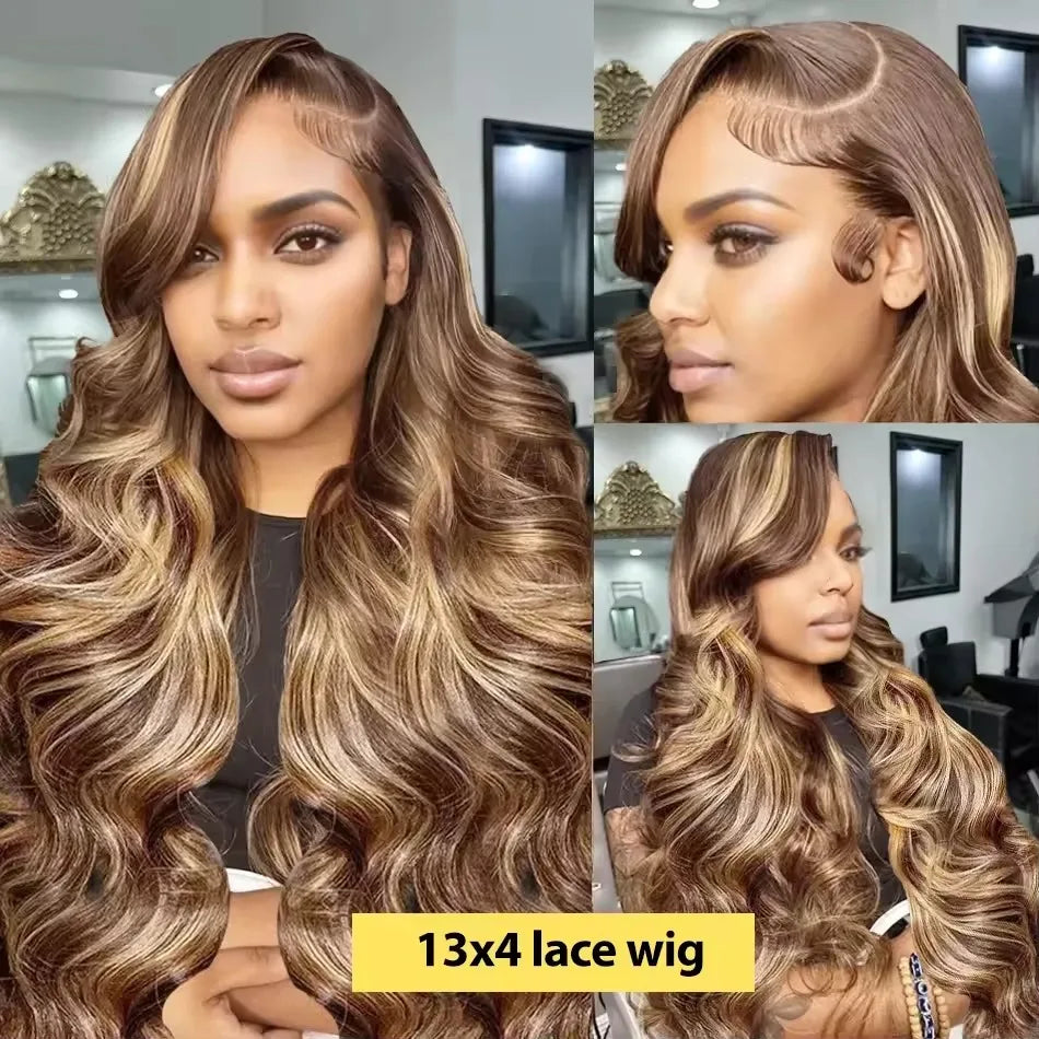 Honey Blonde Highlight Glueless Body Wave Unit