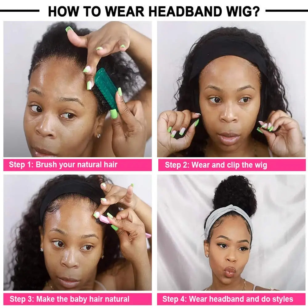 Natural Color Kinky Straight Headband Unit