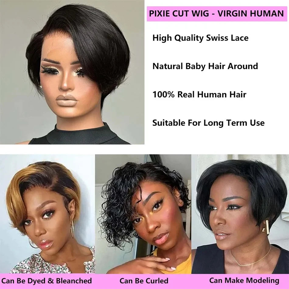 13x4 Lace Natural Color Pixie Cut Unit