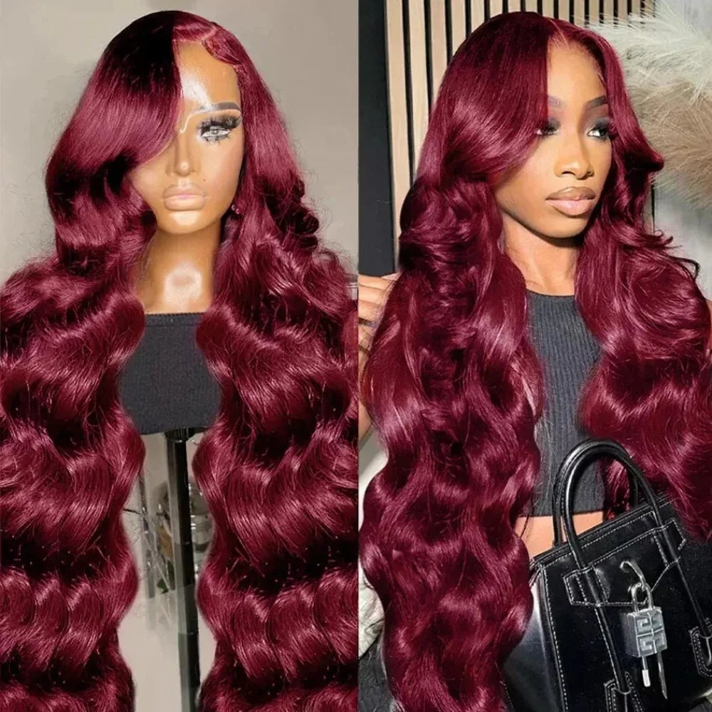 Pre Plucked 99J Burgundy Body Wave Unit