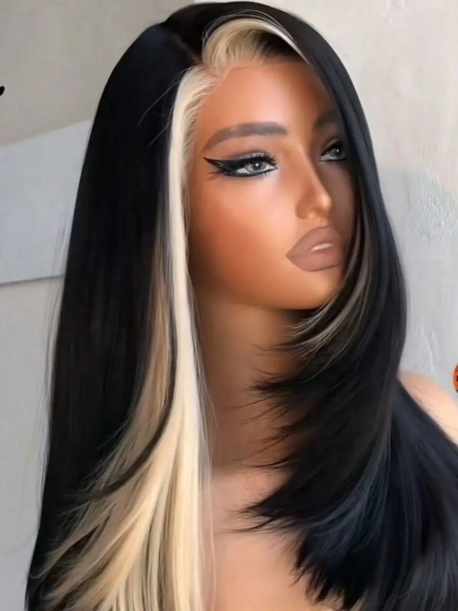 White Highlight Bone Straight Glueless Unit