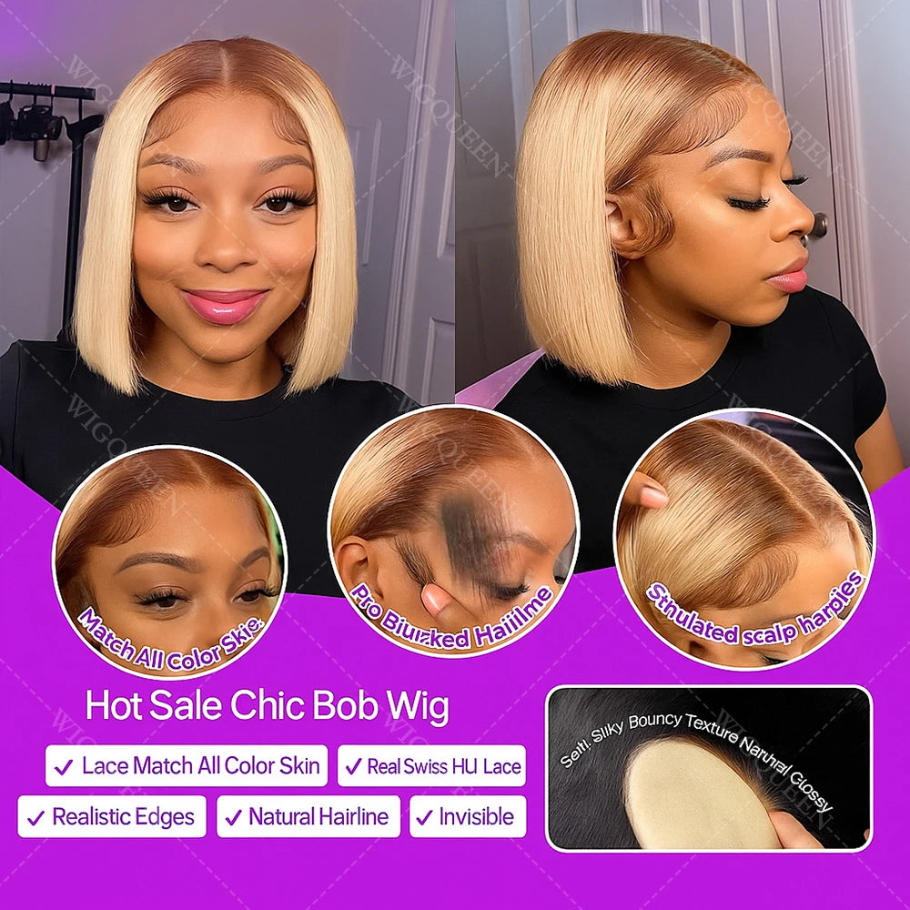 Highlight Short Bob with Dark Roots