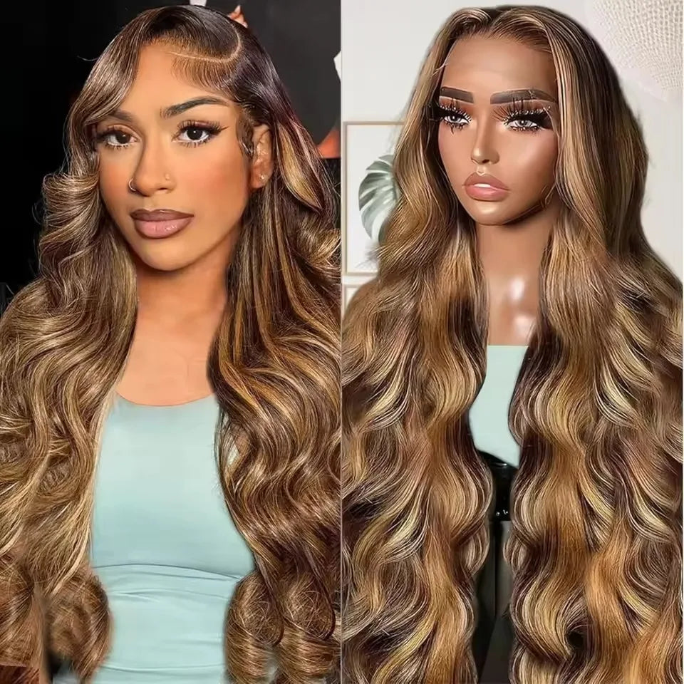 Honey Blonde Highlight Glueless Body Wave Unit