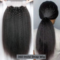 Natural Color Kinky Straight Invisi Strap 360 Lace Glueless Unit
