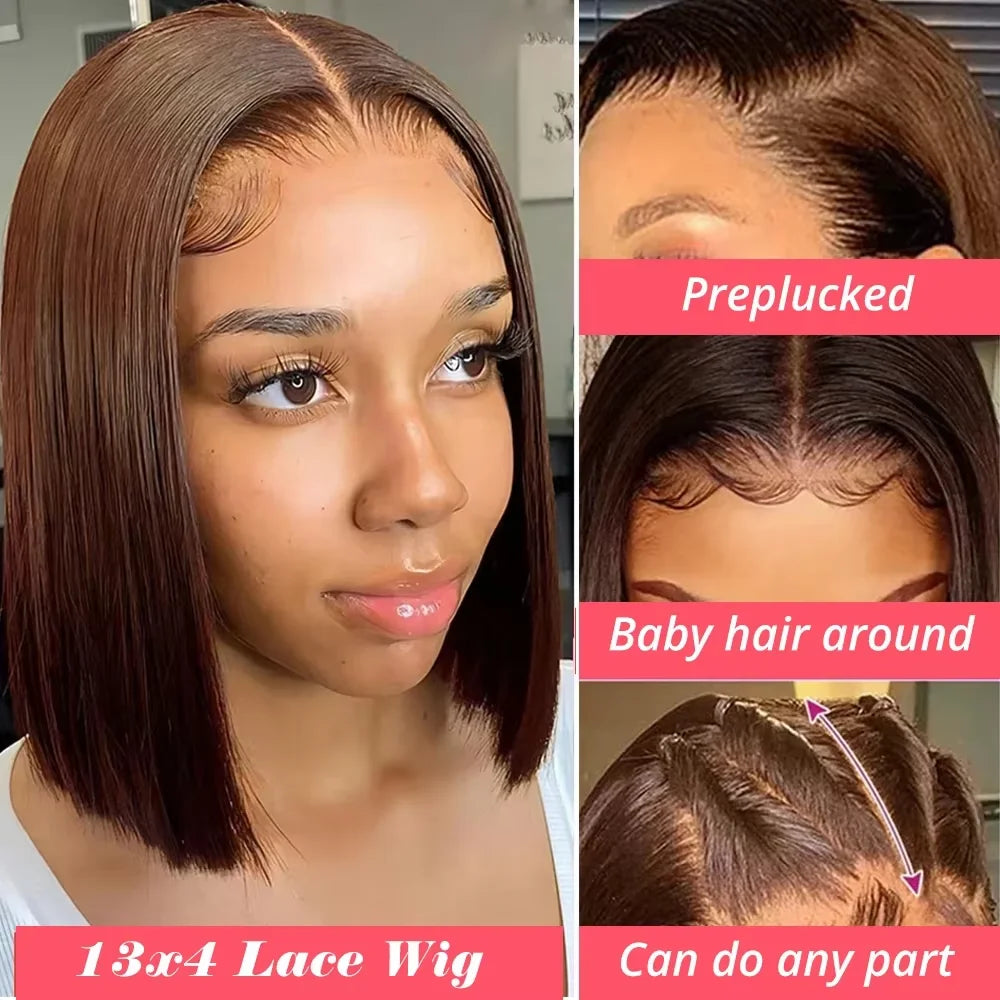 Chocolate Brown Straight Bob Unit