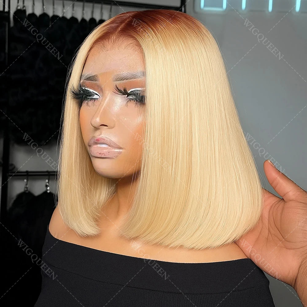 Highlight Short Bob with Dark Roots