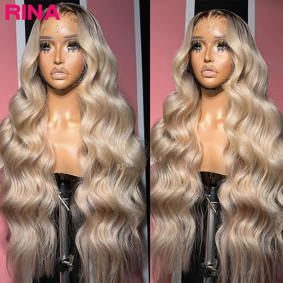 Ombre Blonde Dark Root Body Wave Unit