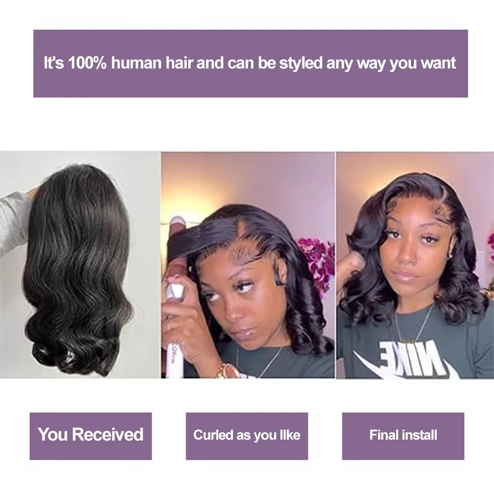 Natural Color Glueless Pre-Plucked Body Wave Bob Unit