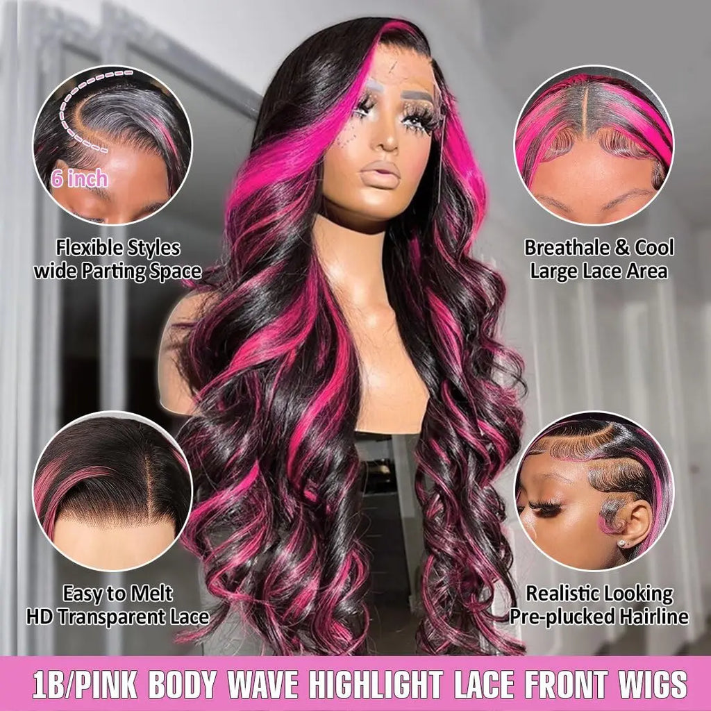 1B/Pink Ombre Pre Plucked Highlight Unit