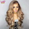 Brown Root Ash Blonde Ombre Body Wave Unit