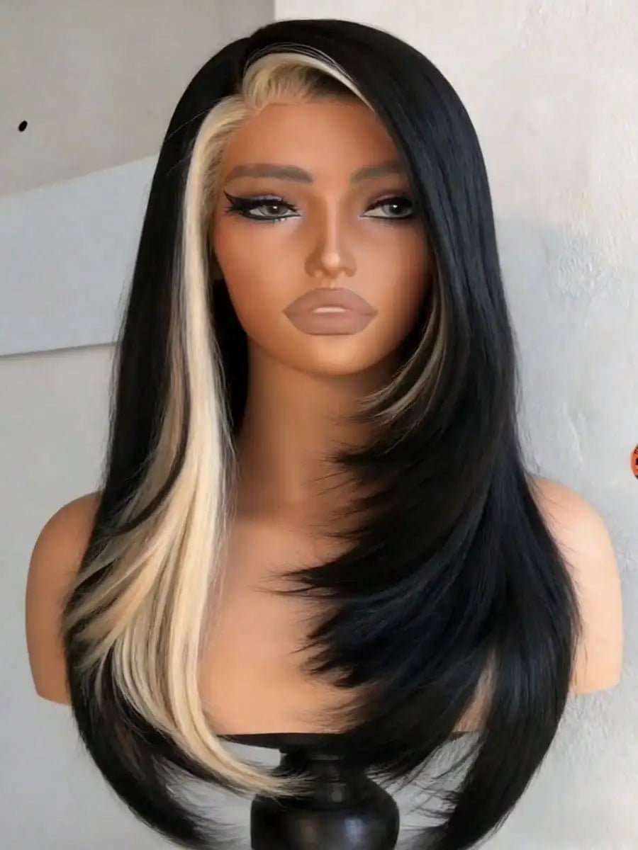 White Highlight Bone Straight Glueless Unit