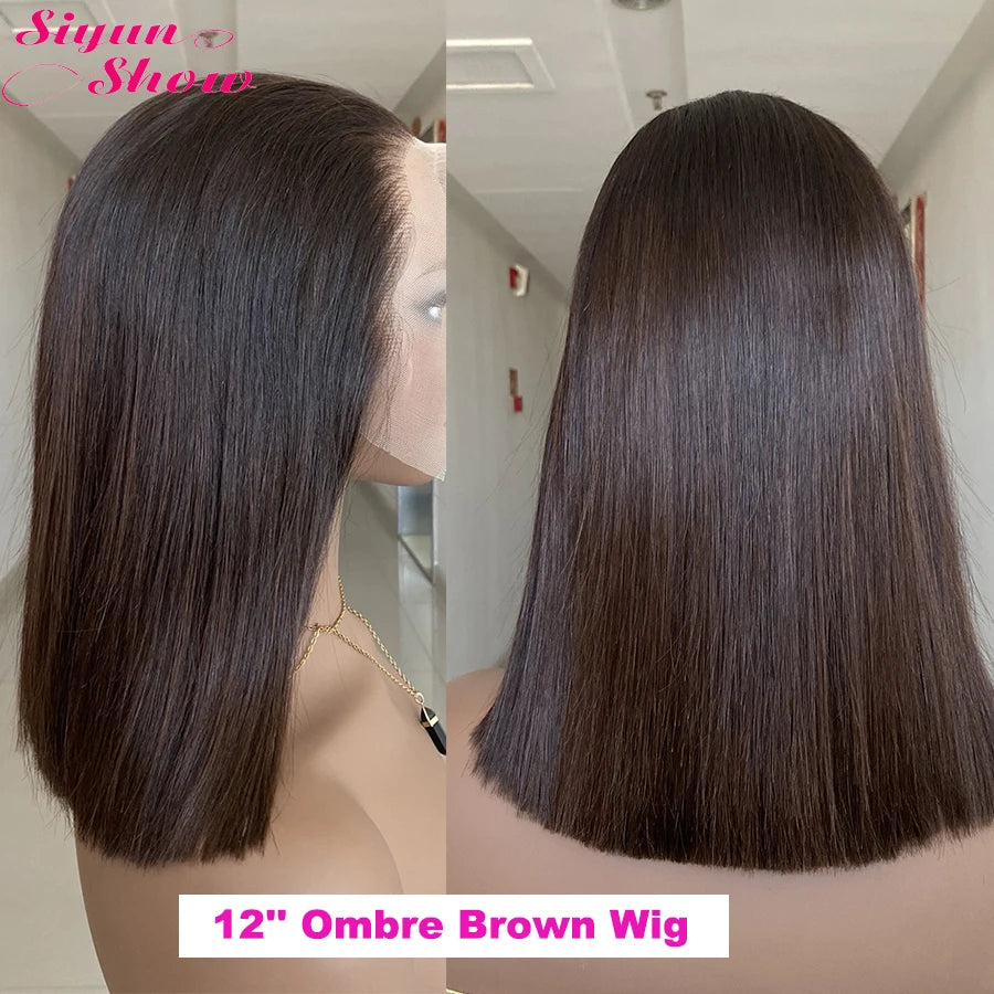 Raw Vietnamese Pre Plucked Ombre Brown Bone Straight Bob Unit