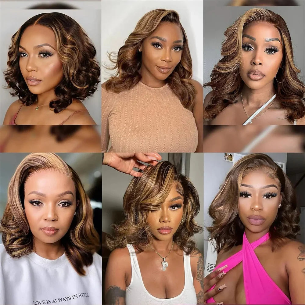 Blonde Highlight Body Wave Bob Unit