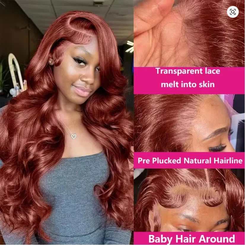 Glueless Reddish Brown Body Wave Unit