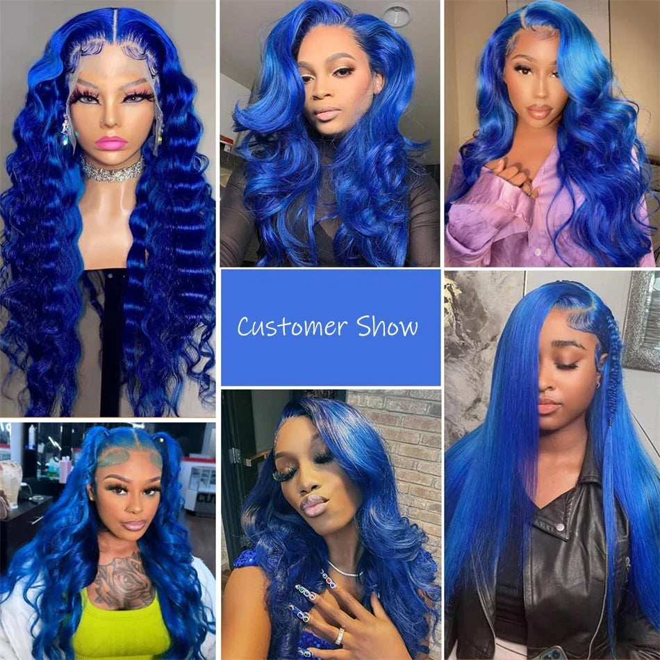 Blue Body Wave Human Hair Unit