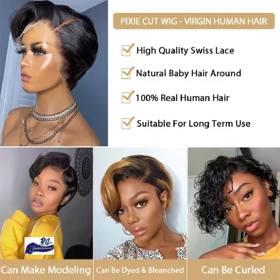 13x4 Lace Natural Color Pixie Cut Unit