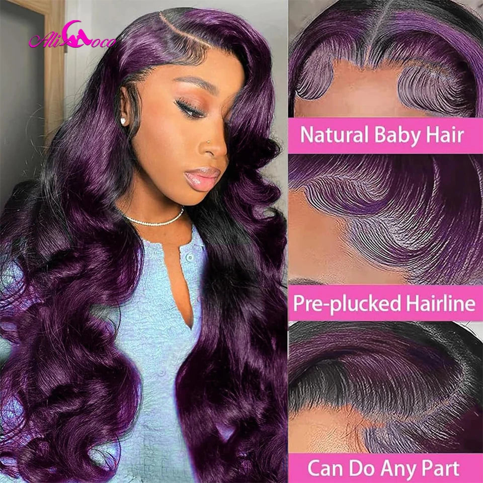 Natural Color Purple Highlight Body Wave Unit