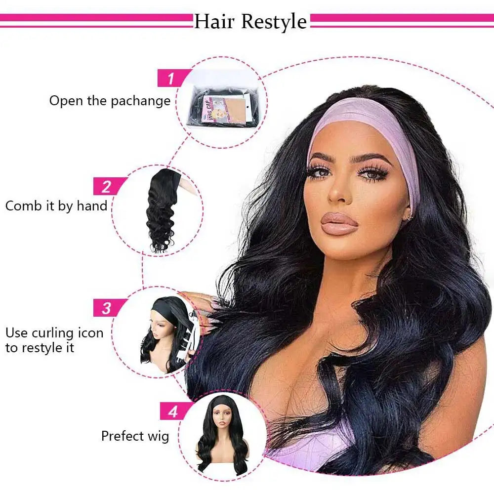 Natural Color 200% Density Headband Human Hair Unit