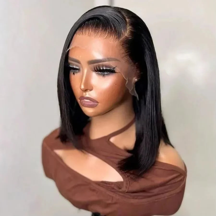 Natural Color 250% Density Glueless Bone Straight Bob Unit