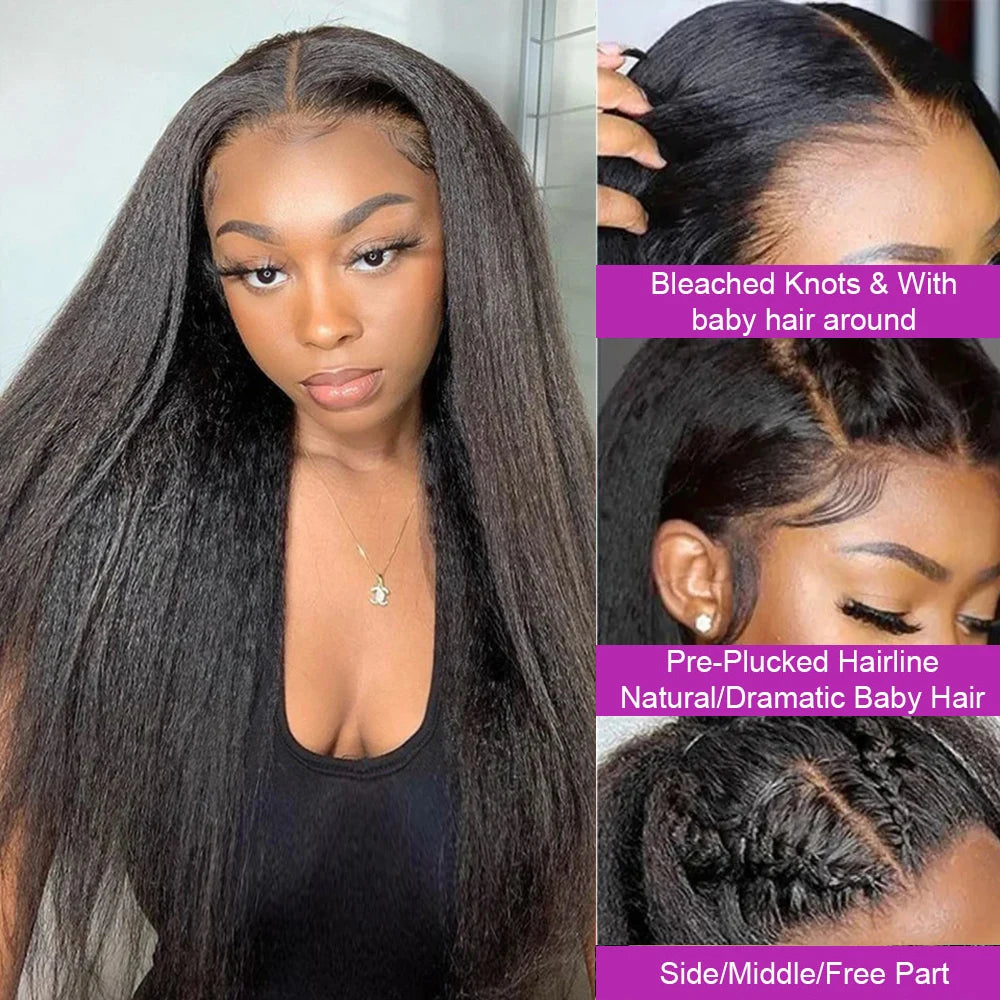 300% Density 360 Lace Kinky Yaki Straight Preplucked Unit