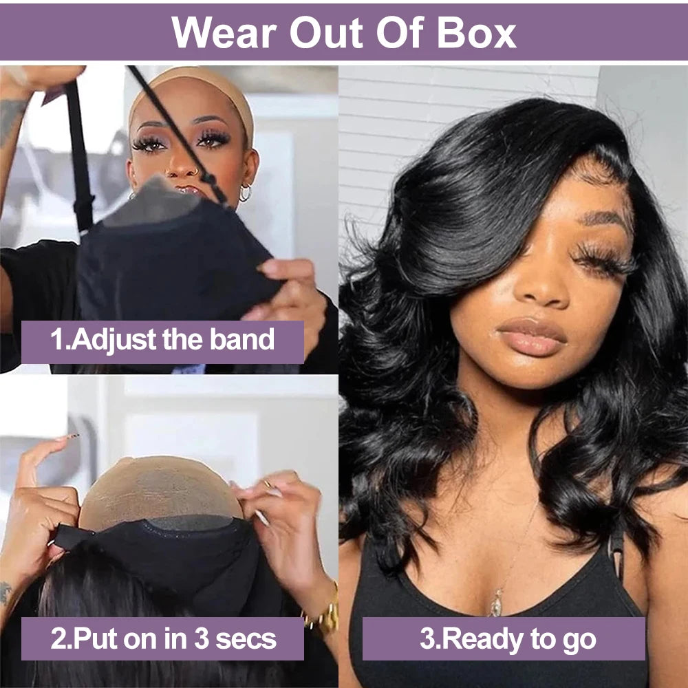 Natural Color Glueless Pre-Plucked Body Wave Bob Unit