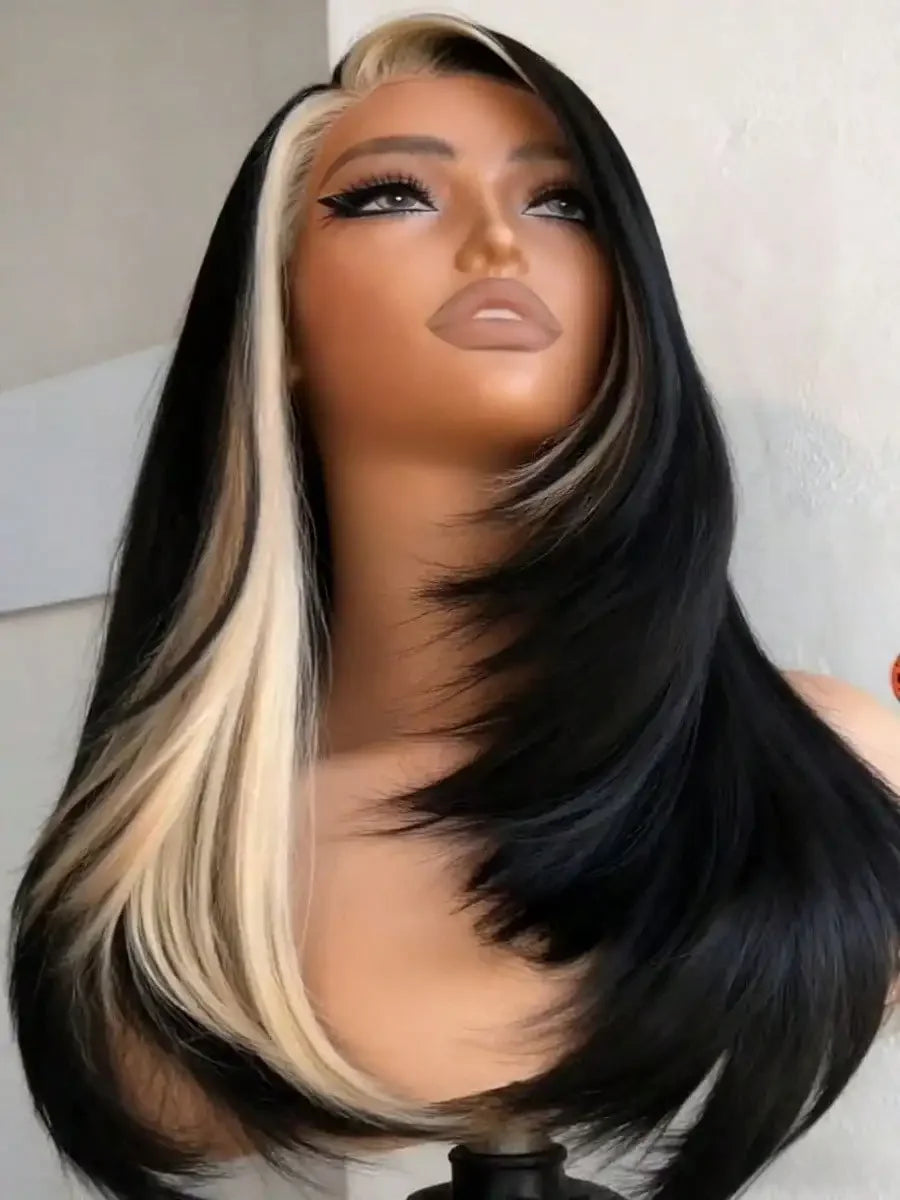 White Highlight Bone Straight Glueless Unit