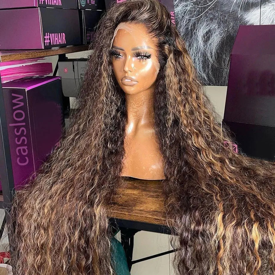 P4/27 (Brown) Blonde Highlight Ombre Water Wave Unit