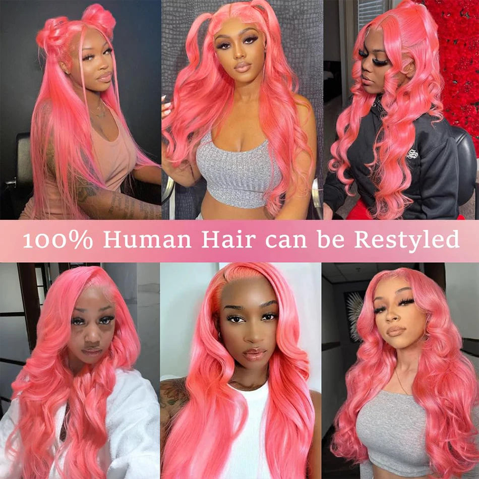Pink Straight Human Hair Unit