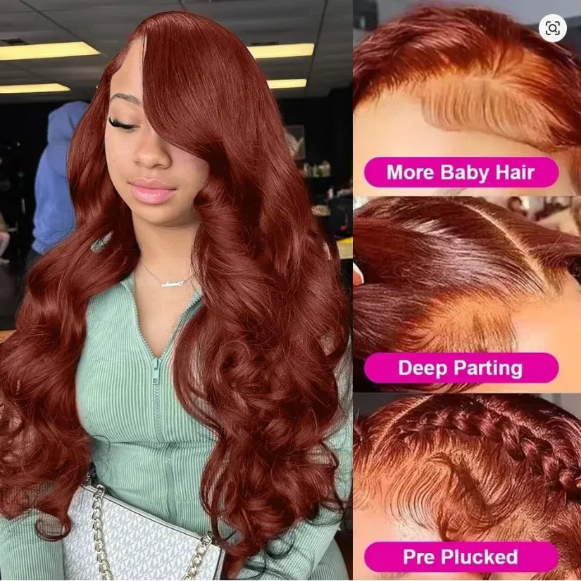 Glueless Reddish Brown Body Wave Unit